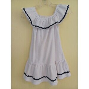 Janie & Jack terry swim bathing suit coverup girls 6 white navy nautical preppy